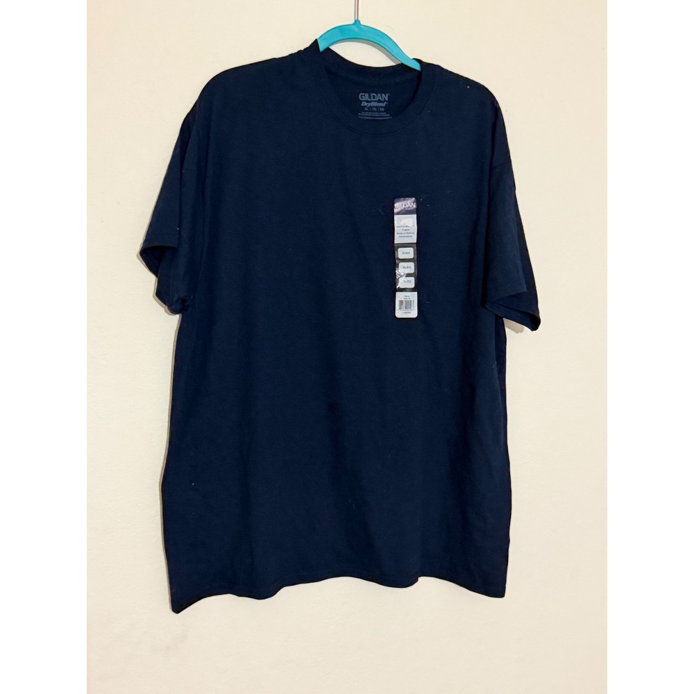 Gildan DryBlend Mens XL Navy Blue Short Sleeve T-Shirt Moisture Wicking G8010